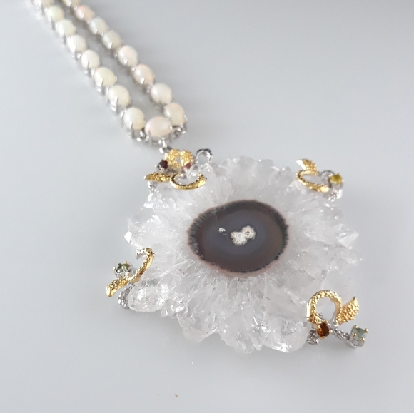 Handcrafted White Druzy Quartz Necklace - Picture 17 of 17